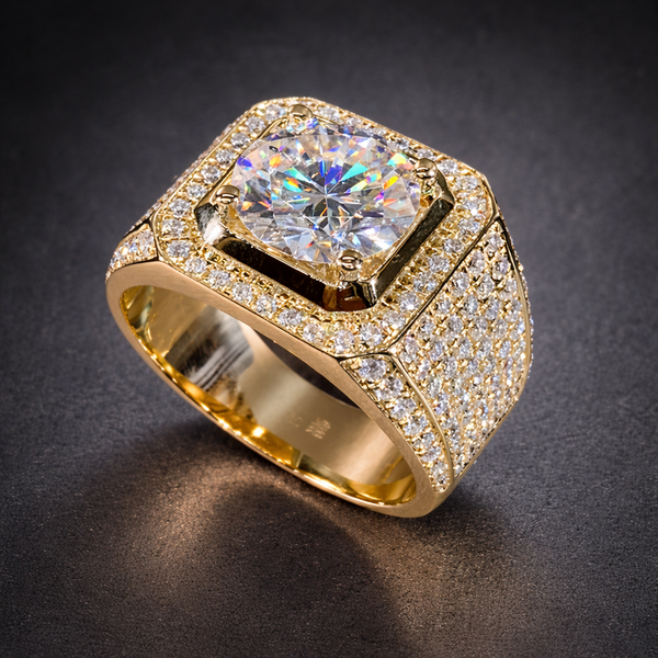 DripDistrict ICED Halo Statement Ring – Gold Finis