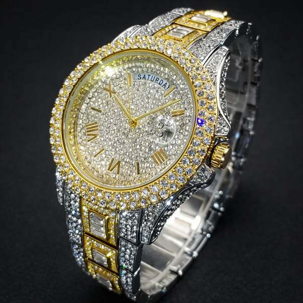 DripDistrict ICED Day-Date Watch – Full Gold